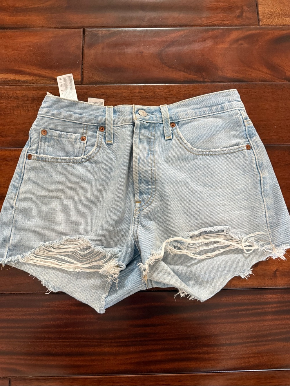 Levi's Light Blue Distressed Denim Cutoff Shorts